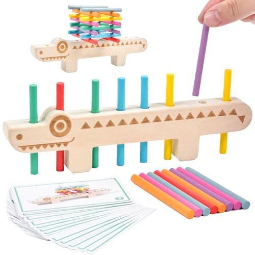 XIEXIESHER Montessori Sensorial de Madera con Forma de Cocodrilo, Juguetes Niños 1 2 3 Años, Juego Clasificación Colores Coordinación Motricidad Fina Regalos de Cumpleaños para Niños de 1 2 3 Años