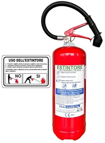 Estintore Idrico a Schiuma litri 6, anno di costruzione 2025, fornito di staffa +cartello estintore + tagliando di controllo