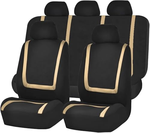 LEMAS Voiture Ensembles Housses Siège pour Mazda 2 Mazda2 Type DE/DJ / XP21 / DY 2016-2022 2023 2024 2025, 5 Sièges Respirant Surround Complet Housses de Sièges Interieur Accessoire,D-Beige