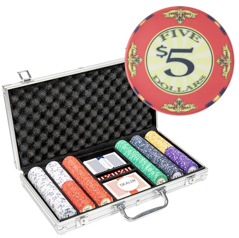 Playzaic 300-piece Aluminum Scroll Poker Chip Case - 10-gram Casino Ceramic Set - Casino Chips for Texas Holdem, Blackjack - Betting Game Accessories