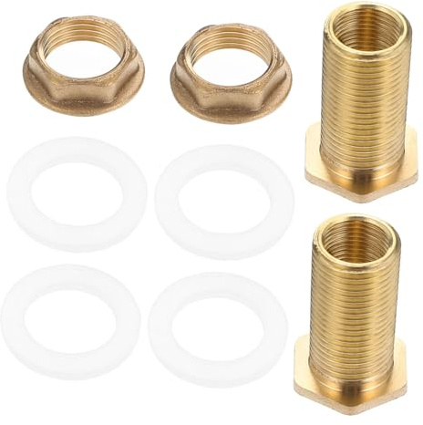 BAZEITFLOW 2 piezas Conector de Tanque de Agua de Latón Macho Hembra Roscado Acoplamiento para Mamparo Resistente y Anticorrosión para Depósitos y Barriles de Lluvia