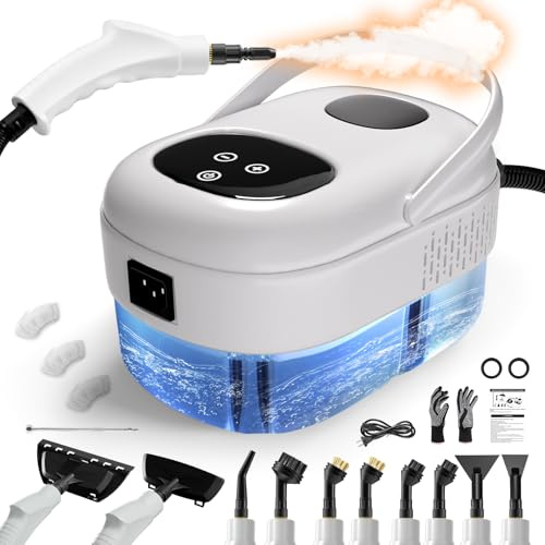 Dampfreiniger Handgerät, Steam Cleaner, 15 Sekunden Aufheizzeit, 1.1L Wassertank, Dampfreiniger für Alles, Tragbarer Steamer, Handdampfreiniger für Boden, Küche, Fenstern, Badezimmern, Auto - Weiß
