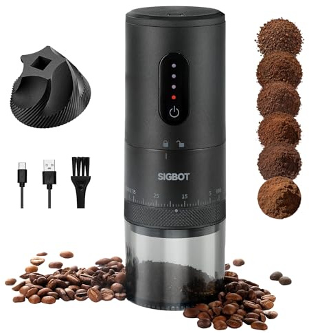Portable Rechargeable Travel Coffee Bean Grinder, Conical Ceramic Burr
