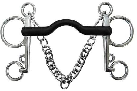 MUXZSIZ Durable Horse Bit Stainless Steel Copper Mouth Snaffle Ensuring Chewing Sweet Center Roller Show Sports Events Center Roller Chewing Sweet Bridle Show