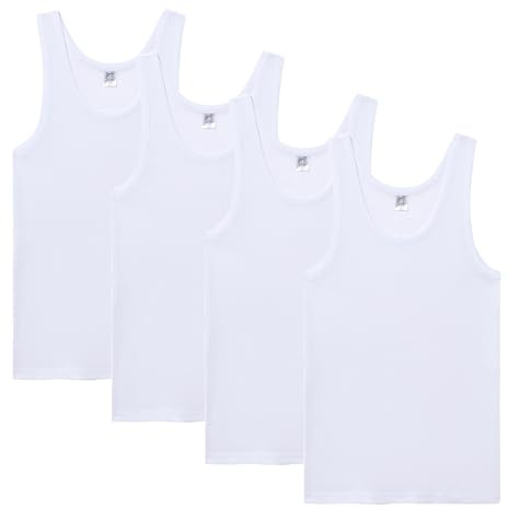 Abanderado Pack Camiseta de Tirantes Línea Original de Algodón 100% Hombre x4, Blanco, XL
