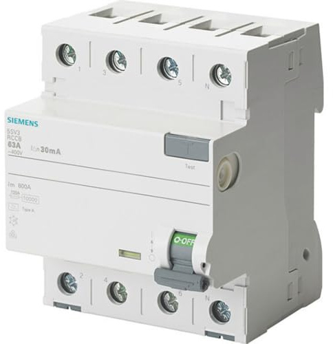 SIEMENS interruptor diferencial, 4 polos, Tipo B, con retardo breve, Entrada: 40 A, 300 mA, Un AC: 400 V