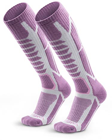 WEIERYA Damen Skisocken, Thermisch Gepolsterte Ski Socken für Skifahren, Snowboarden und Outdoor Wintersport, Lila 2 Paar(41-44)