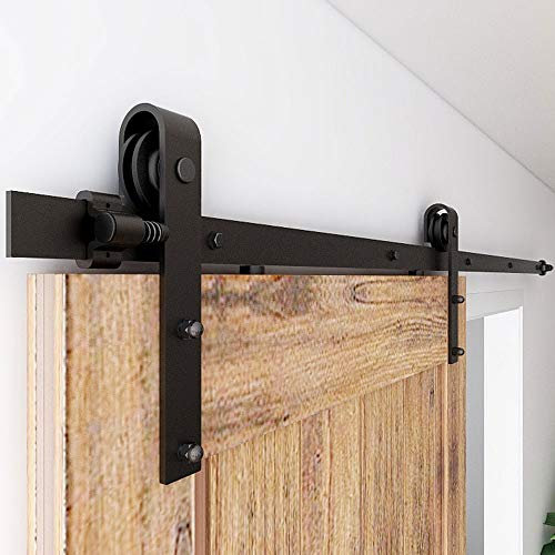 CCJH 183CM (6FT) Schiebetürbeschlag Set Schiebetürsystem Laufschiene für Schiebetür Hängeschiene für Einzelne Holztür