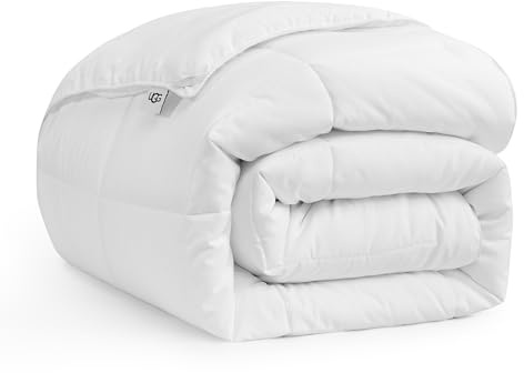 UGG Danielle Comforter Duvet Insert Cooling Lightweight Down Alternative Hypoallergenic Washable Quilted Fluffy Comforter Blanket Corner Tabs for Duvet Cover, King/California King, Bright White