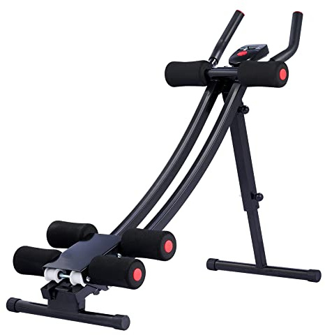 ZELUS Ab Workout Equipment for Gym, Ab Machine Exercise Equipment for Home Workouts, Ab Crunch Coaster Core Trainer with 4 Intensities and Digital Display, Foldable Abdominal Trainer Waist Toner