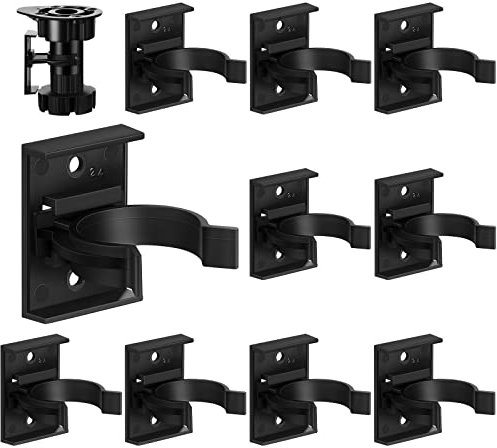 Hotop 10 Sets Bath Panel Clips Kitchen Plinth Kick Board Clips 30-31 Mm/ 1.18-1.22 Inch Diameter Strong with Attaching Bracket Adjustable for Kitchen Cabinets Bed Legs, Black