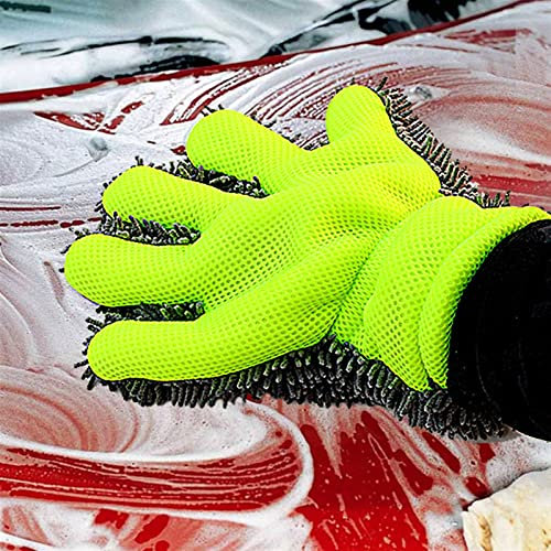 Handschuhe zum Waschen Autowaschhandschuhe Auto Reinigungswerkzeug Home Verwendung Multifunktionsreinigungsbürste Details Waschhandschuhe (Color : Green)