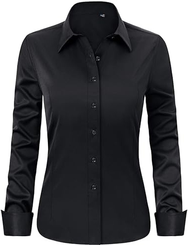 J.Ver Camisas de vestir para mujer de manga larga con botones, sin arrugas, blusa de trabajo sólida