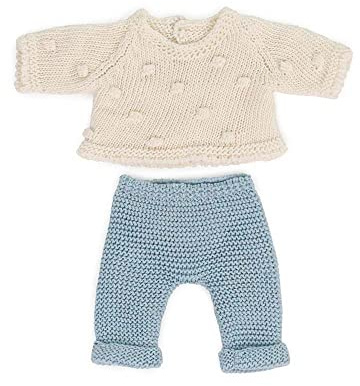 Miniland Ropa para Muñeca de 21cm, Accesorio para Muñecos, Conjunto Punto 21cm Jersey y Pantalón | Knitted Clothes 21cm