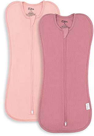 Comfy Cubs Wickeldecke für Babys, Mädchen, Jungen, einfacher Reißverschluss, 2er-Pack, Neugeborene, Schlafsack (Groß: 3–6 Monate - Erröten, Lila)