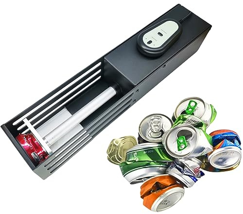 Trituradora de latas eléctrica Trituradora de alta resistencia para el reciclaje de latas de aluminio de metal de 12 oz y 16 oz Soda cerveza Coca-Cola y botellas de agua de plástico. (Negro)