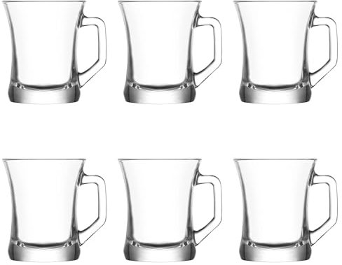 vienberg 6tlg. Teegläser-Set mit Henkel 225ml aus hochwertigem Glas Ideal für Heißgetränke, Kakao, Latte Macchiato und Cappuccino spülmaschinengeeignet