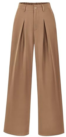 BTFBM Women High Waist Palazzo Pants Summer 2026 Casual Wide Leg Trousers Loose Work Office Business Suit Pant Pockets(Khaki, Large)