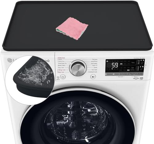 60x60 Housse de machine à laver, tapis antidérapant en silicone pour machine à laver et sèche-linge, coussin de machine à laver pour buanderie, plan de travail de cuisine（Noir）