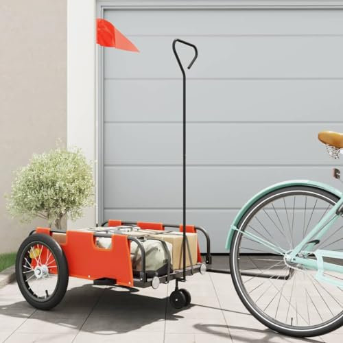 ShGaxin Remolque para Bicicletas Hierro y Tela Oxford Naranja, Remolque Bici Perro, Remolque Bicicleta De Carga - 94187