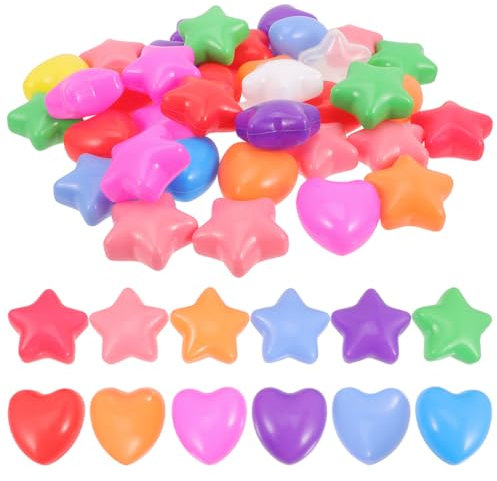 BESTonZON 60pièces Balles De Piscine Étoiles Et Cœurs Plastique Incassables pour Accessoires De Jeu Boules De Pits Ocean Et Tente De Piscine Jouets De Natation Amusants