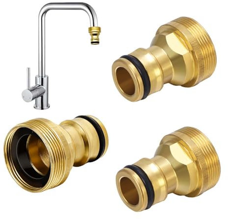 Adaptador Manguera Grifo,3 PCS Adaptador Grifo Cocina Manguera 22 mm Hembra 24 mm Macho Conector de Manguera de Latón Universal Boquilla de Manguera de Rosca Macho para Jardín Baño Cocinagoteo