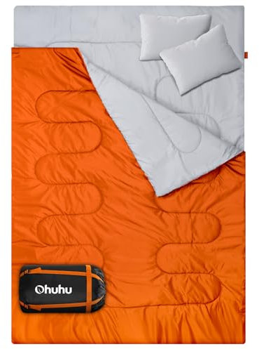 Schlafsack Outdoor Doppelschlafsack - Ohuhu Deckenschlafsack Winter für Erwachsene 2 Personen und Tragetasche, Angenehme Temperatur für Outdoor Camping