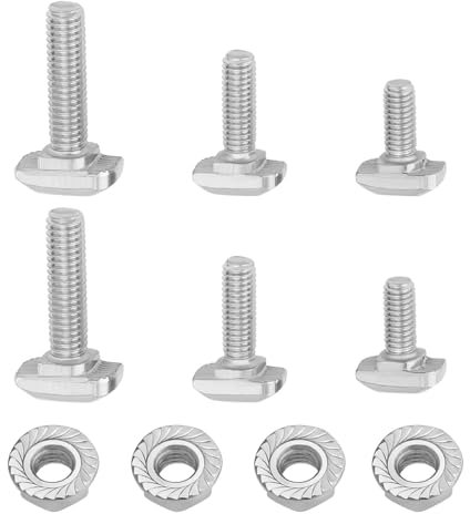 LT Easiyl 15 Juegos de Pernos de Inserción con Ranura en T M6 con Kits de Tuercas de Brida Hexagonales M6 Perno en Forma de T para Ranura en T Perfil de Aluminio Serie 30 de 8 Mm