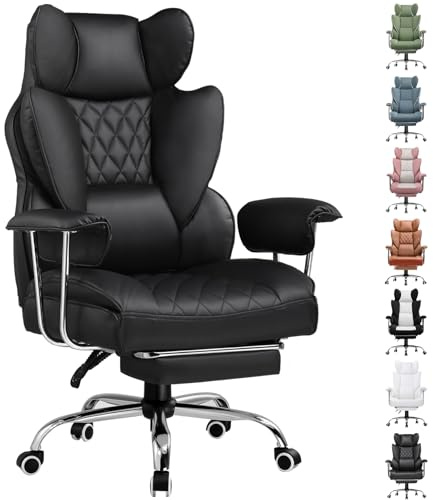 GTPLAYER Gaming Chair, Executive Office Desk Chair with Footrest Ergonomic Heavy Duty High Back Lumbar Support Home Recliner Swivel Computer Chairs, Black