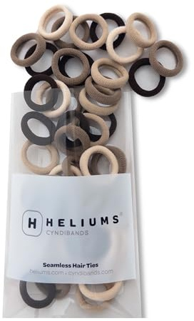 Heliums Extra Small Hair Ties No Damage - Neutrals Mix - Mini 0.7 Inch Tiny Soft Seamless Hair Bands for Toddlers, Braids, Kids Ponytails- 40 Count