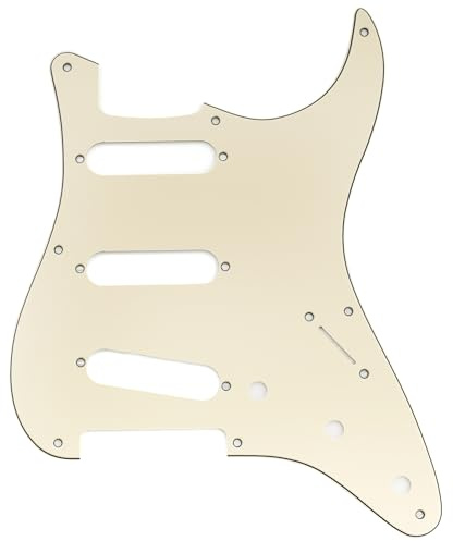 Musiclily Pro 8 Fori Battipenna ST Chitarra SSS Pickguard per Chitarra Elettrica 2008-2019 China Squier Classic Vibe SQ CV 50s Reissue Vintage Strat Style, 3 strati Crema