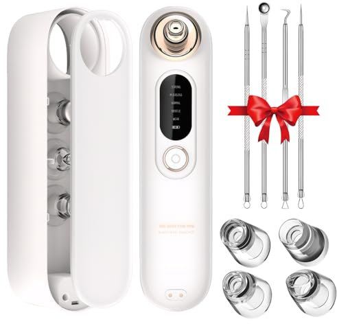 tlidfgeo Mitesserentferner Porenreiniger Porensauger, Porensauger Gesicht Pickelsauger Mitesser Sauger Elektrisch mit 5 Modi 4 Saugspitzen, Mitesser-Extraktor Blackhead Remover Pickelentferner