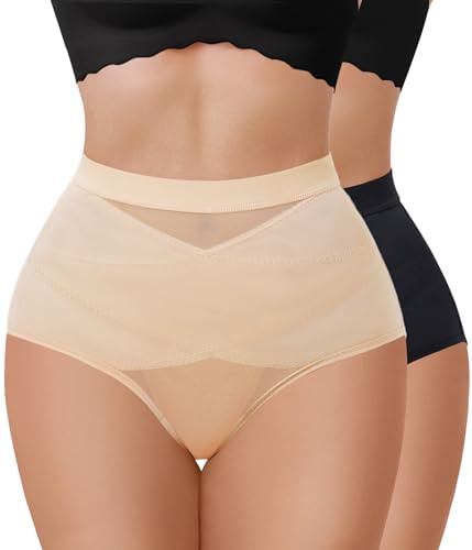 Gotoly 2 Piece Shapewear for Women Tummy Control Knickers Lower Belly Waist Trainer Panties Slimming Shaping Underwear Body Shaper