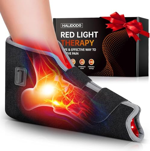Red Light Therapy for Feet & Ankle, Infrared Light Therapy Foot Wrap with Timer, Comfortable Wearable Red Light Therapy Shoe for Feet Ankle Heel, Up to Foot Size 12.