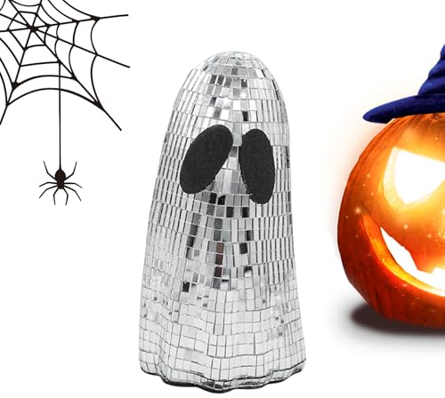 Nudorpn Disco Ghost Décoration de table d'Halloween - Décoration à paillettes pour table, bureau, cheminée et présentoir