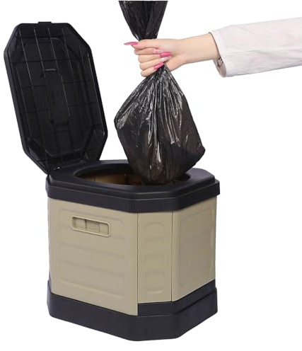 Inodoro Portátil Para Adultos, WC Plegable y Compacto, Cubo Sanitario Exterior Portátil Para Camping Picnic Senderismo