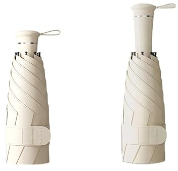 Mini Folding Travel Umbrella with Built-in Hidden Telescoping Handle,Teflon Coating, UPF 50+,UV Protection,Compact Lightweight Portable,6 Ribs Design,Small,Sun/Rain,Women/ Kids/Girls,Backpack Car