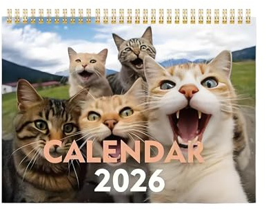 Djowyh Calendrier chat 2026 | Calendrier vertical mensuel pour planification et rappel – Calendrier amusant pour les adultes, les enfants, les étudiants, les enseignants ainsi que pour les chambres à