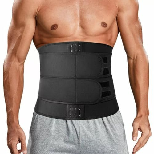 JPXJGT Uomo Allenamento Waist Trainer Belt Cintura Regolabile Lombare di Trimmer Snellente Dimagrire(Size:M,Color:Nero)