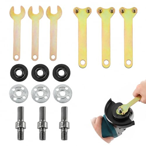 RUINUVYS Kit Adattatore smerigliatrice angolare per Trapano 15 Pezzi, Asta di Collegamento e Accessori compatti, Rotazione Regolabile per Taglio molatura lucidatura e rifinitura