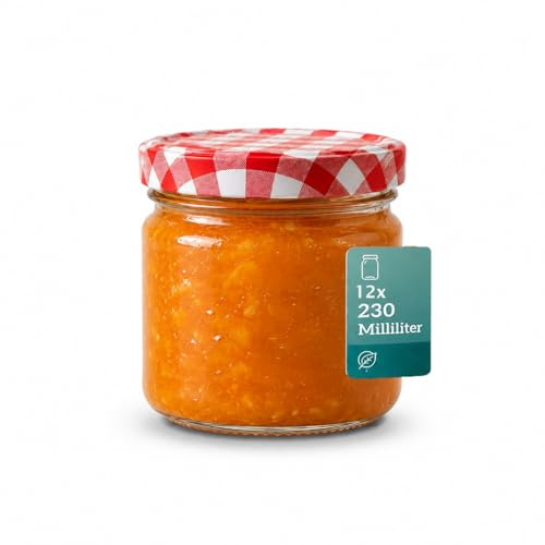 Konserveringsburkar 230 ml med skruvlock TO82 (set om 12) | Små syltburkar och miniförvaringsburkar | Perfekt för chutneys, desserter och gästpresenter