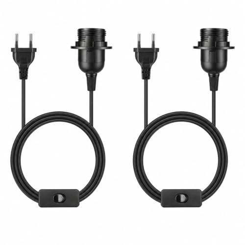2 Portalámparas E27 con Cable 3,5 m Casquillo E27 con Interruptor y Enchufe