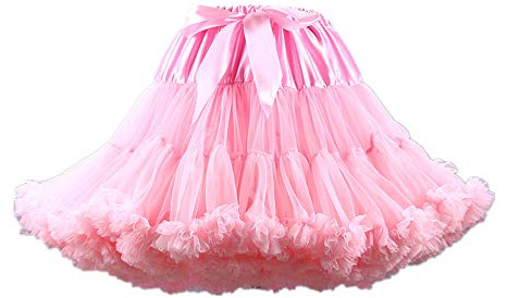 Colyanda Womens 3-Layered Pleated Tulle Petticoat Tutu Puffy Party Cosplay Skirt(Pink)