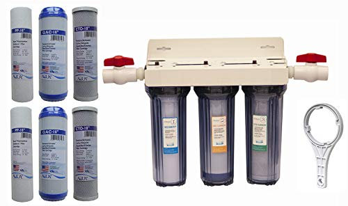 Hela huset 3-stegs vattenfiltreringssystem, 3/4-tums port med 2 ventiler och extra 1 års filtertillförsel (2 set, 6 st)