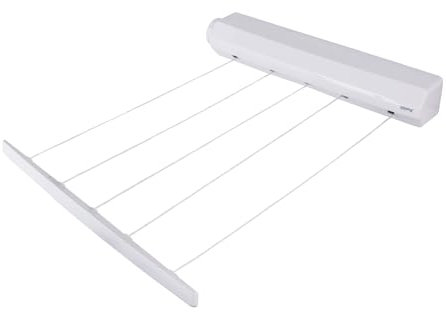 Minky 5 Line Retractable Washing Reel, 22 Metre Washing Line, Wall Mounted for Indoor Use, Clothes Line, White