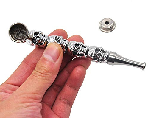128 mm Metall Rökningspipa Premium Skalle Zinklegering Metallskål Hand Sked Tobak Passform Torra Örter