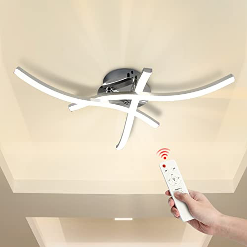 UDIYO LED-Deckenleuchte, 18W dimmbare Deckenleuchte, 3 eingebaute LED-Platinen, moderne geschwungene Deckenleuchte für Wohnzimmer, Schlafzimmer, Küchenflu
