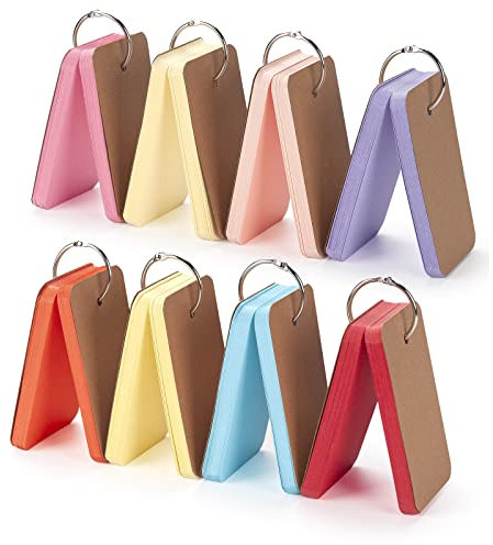 RSXING Lernkarten Papier 8 Stück Karteikarten mit Ring Wortkarte 400 Stück Merkzettel Karteikarten kann als schönes Geschenk für Klassenkameraden und Freunde verwendet werden(8Satz 50 Blatt pro Satz)
