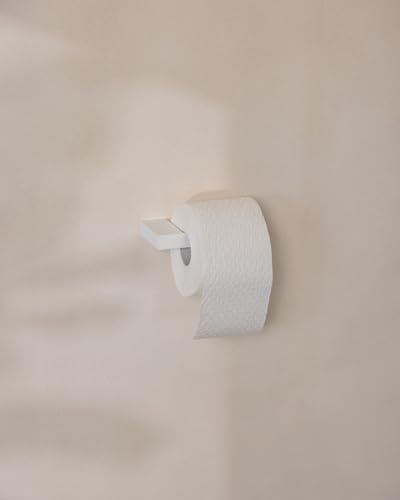 Metallbude Toilettenpapierhalter TUALI - Weiß - Minimalistischer Klopapierhalter mit Wandmontage - Pulverbeschichtetes Metall - 15x8 cm