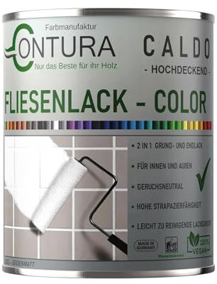 Farbmanufaktur CONTURA Nur das Beste für ihr Holz Fliesenlack 750ml. Fliesenfarbe 20 Farben Lack Fliesen Wand Boden Bad Küche Wandfliesen Bodenfliesen (RAL 7035 Lichtgrau)